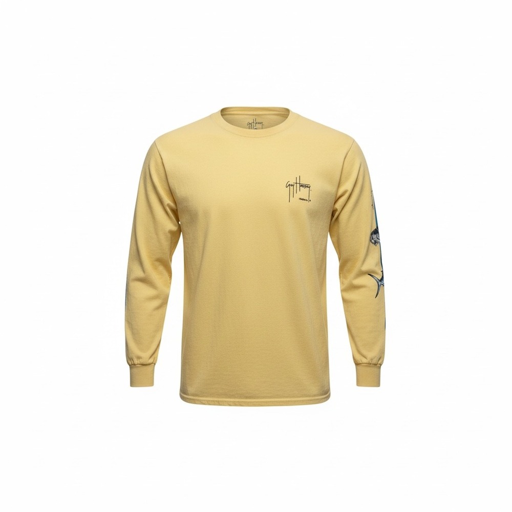 Guy Harvey by Bluewater Surfer Long Sleeve T Shirt, Size L, Yellow